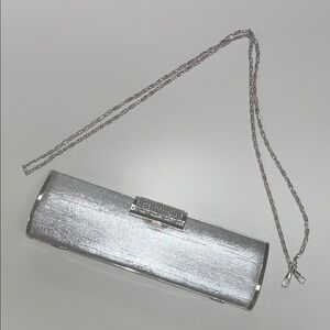 Source Unknown Metallic Silver Clutch with embellishments OS
